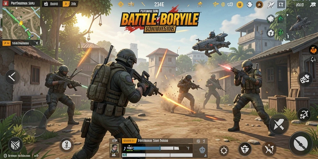 Screenshot memperlihatkan aksi seru gameplay Battle Royale di 234E.