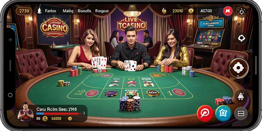 Tangkapan layar gameplay 2739 menampilkan dealer profesional dalam suasana kasino nyata.