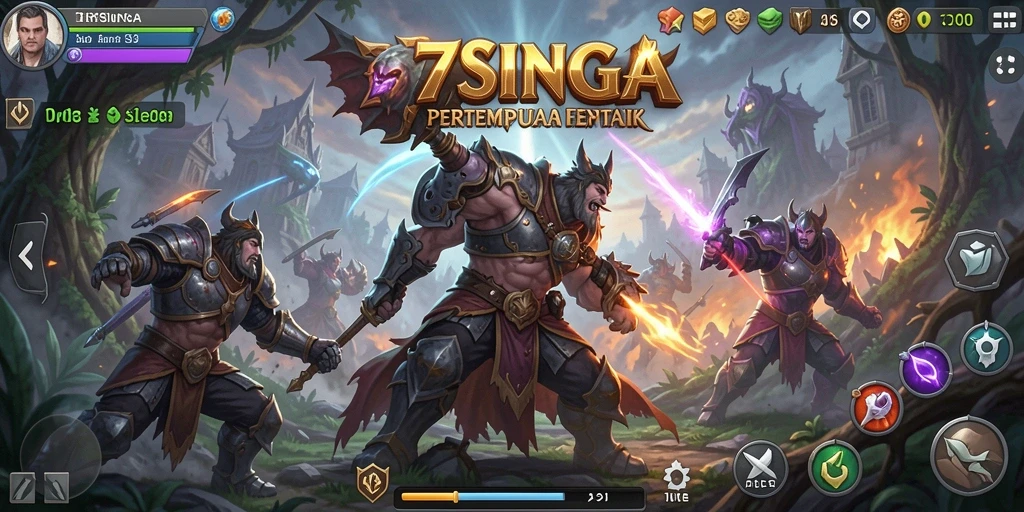 Tampilan gameplay seru dalam pertempuran ARPG 77SINGA.