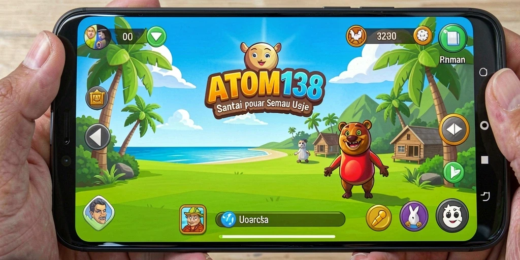Tampilan gameplay ATOM138 yang ceria dan menarik