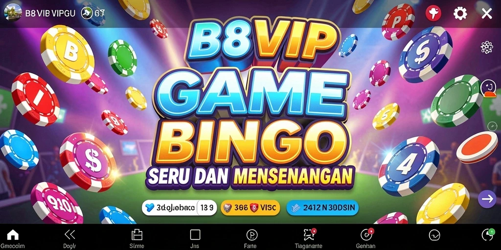 Screenshot gameplay B8VIP menunjukkan keseruan permainan Bingo yang penuh warna.