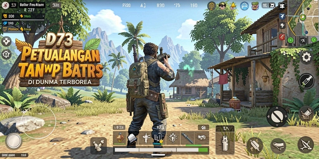 Gameplay D73 yang menampilkan dunia terbuka yang luas dan dinamis.