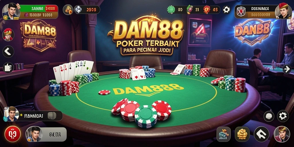Tampilan gameplay poker yang menarik dan dinamis di DAM88.
