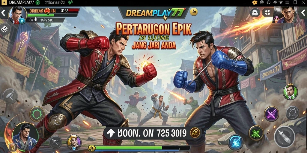 Tampilan seru gameplay Fighting dengan karakter yang beraksi.