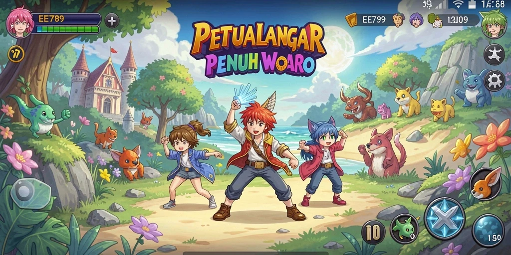 Tampilan gameplay yang menakjubkan dalam EE789 dengan karakter anime.