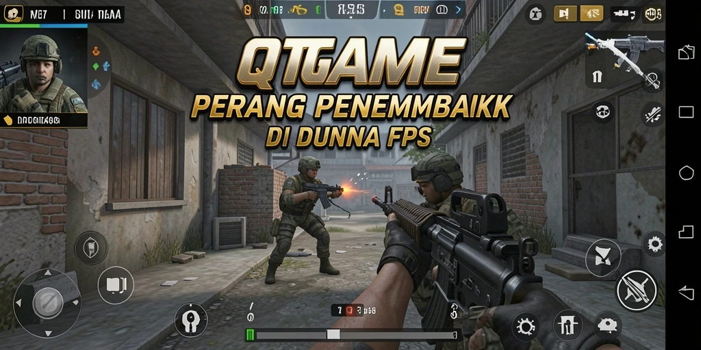 Tangkapan layar QTGAME menampilkan pertarungan FPS yang seru dan mendebarkan.