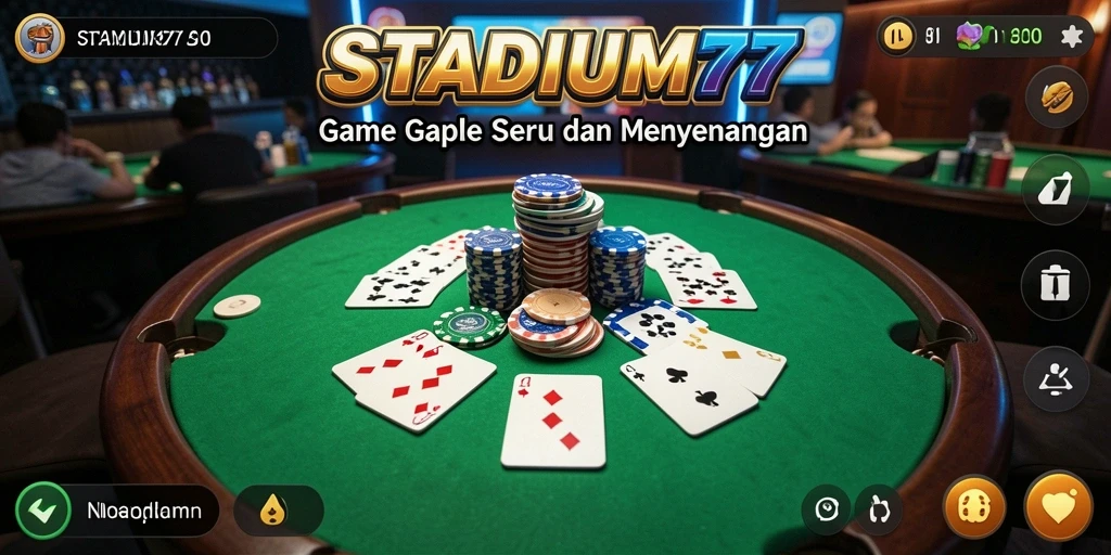 Tampilan gameplay seru dari STADIUM77 yang menampilkan permainan Gaple.