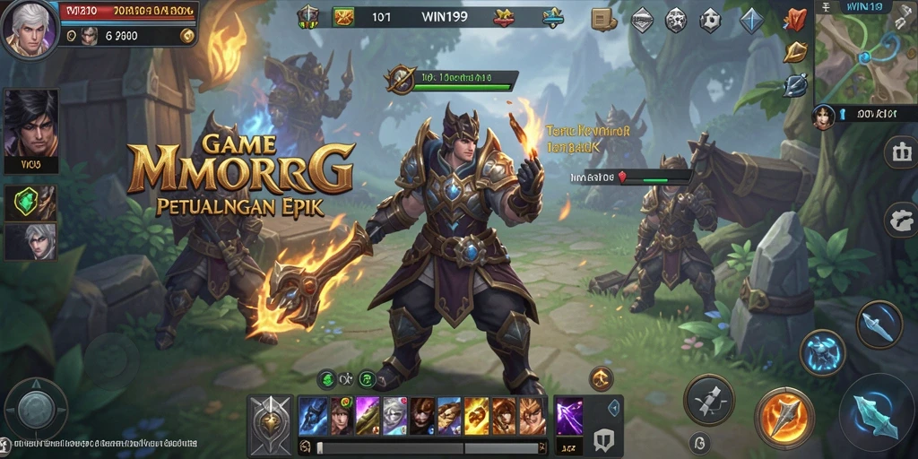 Gameplay MMORPG WIN199 yang menampilkan pertarungan epik dan eksplorasi dunia fantastis.